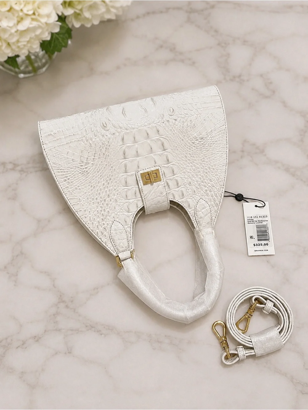 NWT Brahmin Adrian in Sea Salt White Satchel